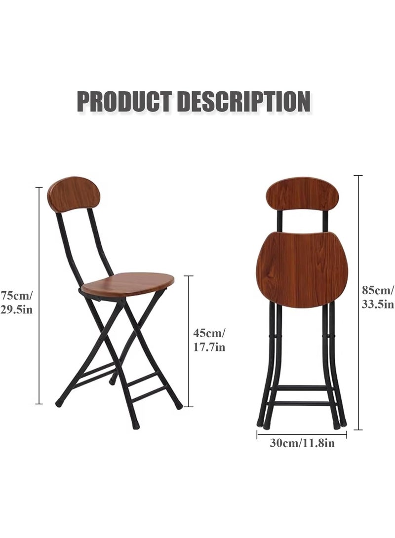 Bukela Folding Stool with Back Support, Portable Camping Chair, Camping Chairs Folding Portable Chairs, High-Back Chair with Non-Slip Footpads, for Picnics, Camping Trips Gardening(Walnut,Set of 1) - Image 2